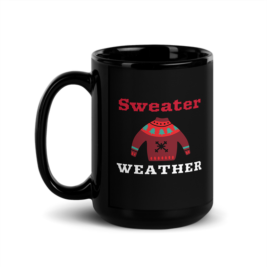 Sweater Weather Black Glossy Mug